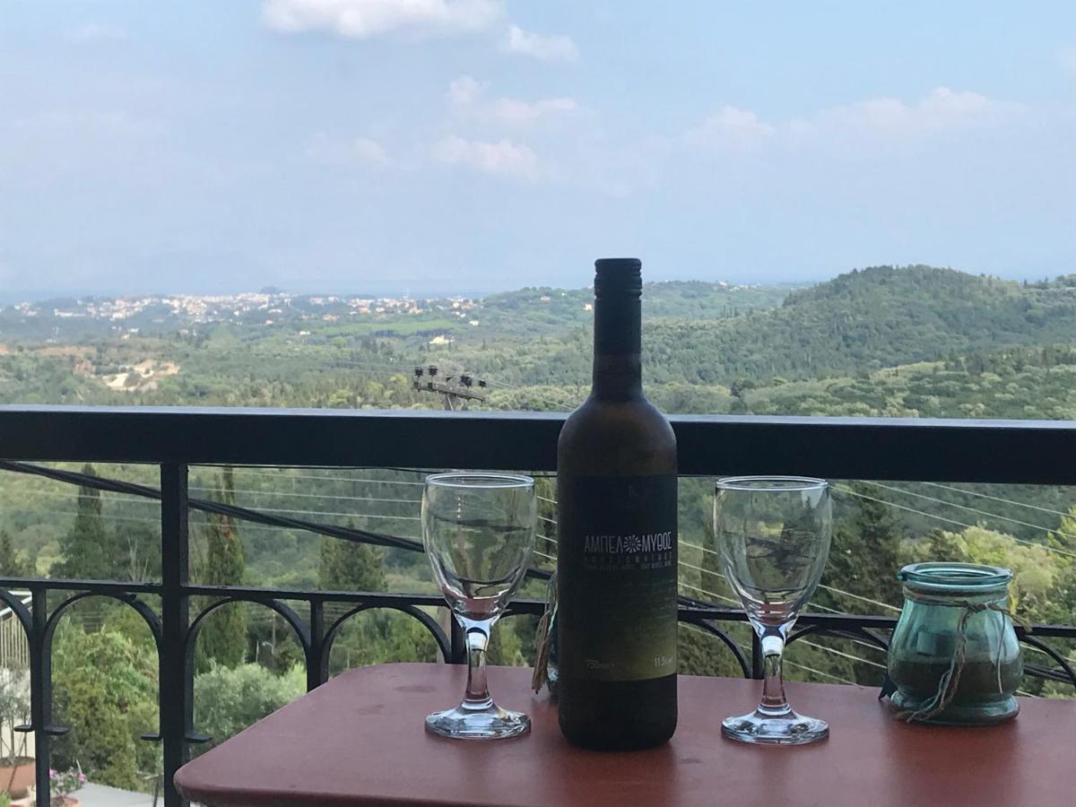 Schoenes Familienappartement In Pelekas, Corfu Mit Meerblick Exterior foto